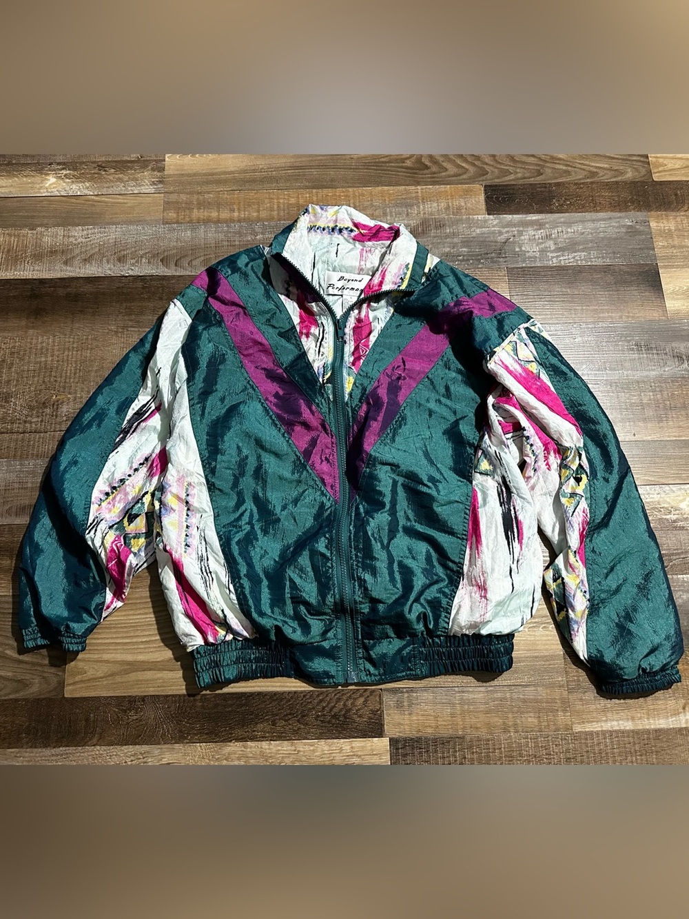 90s Teal & Magenta Windbreaker Jacket and Pants Track Set